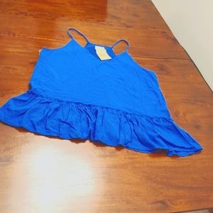 Top, blouse, ladies, spaghetti straps, royal blue, by Peach Love. Large. Lined.